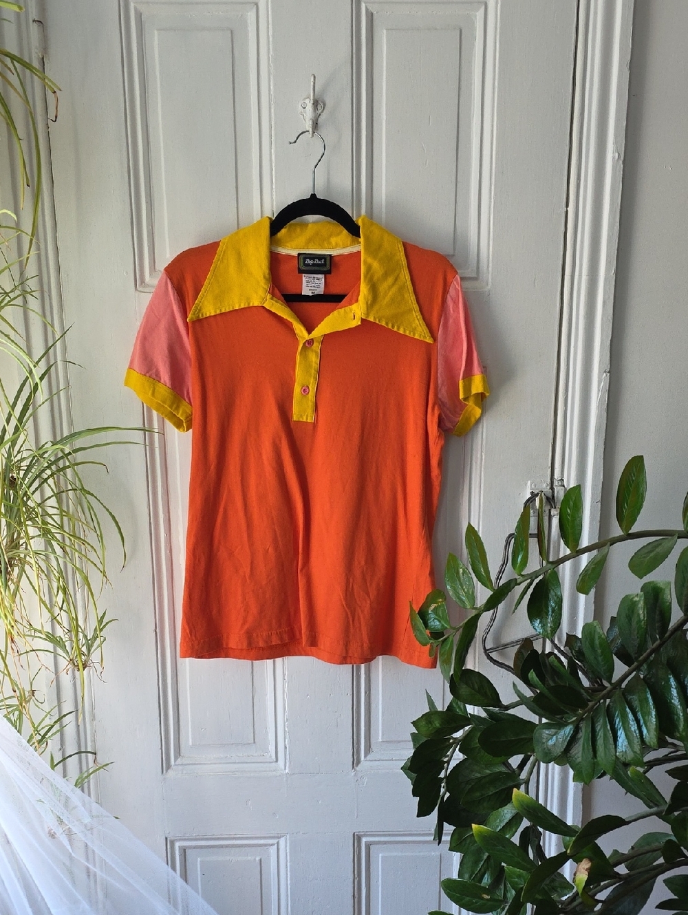 BIG BUD PRESS ColorBlock Orange Pink Yellow Polo US MEDIUM